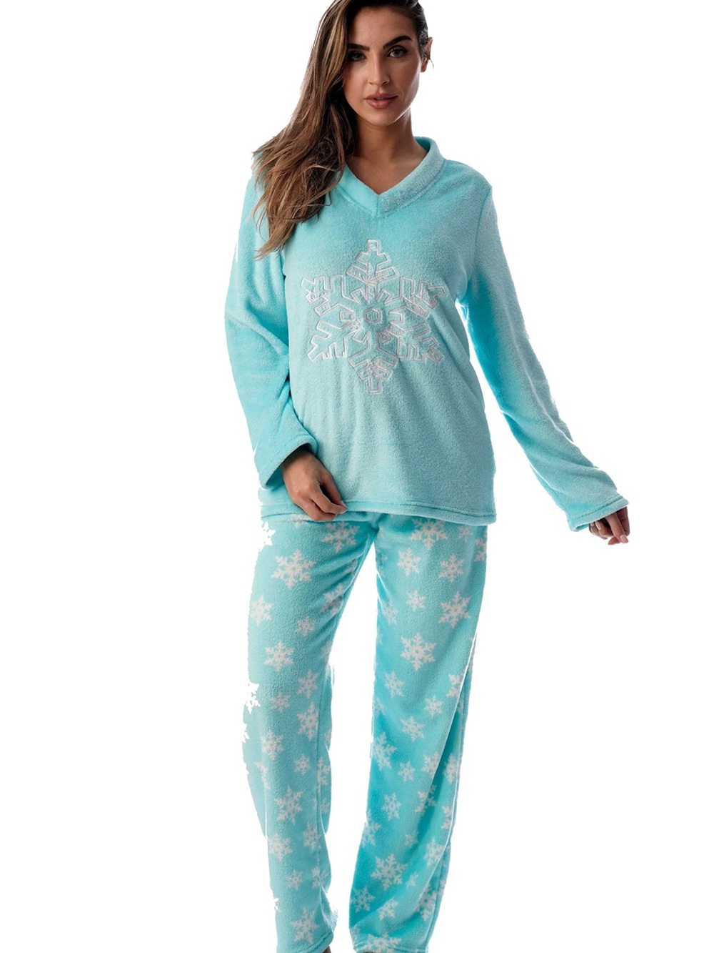 Just Love Aqua Snowflake Fleece Pajama Set